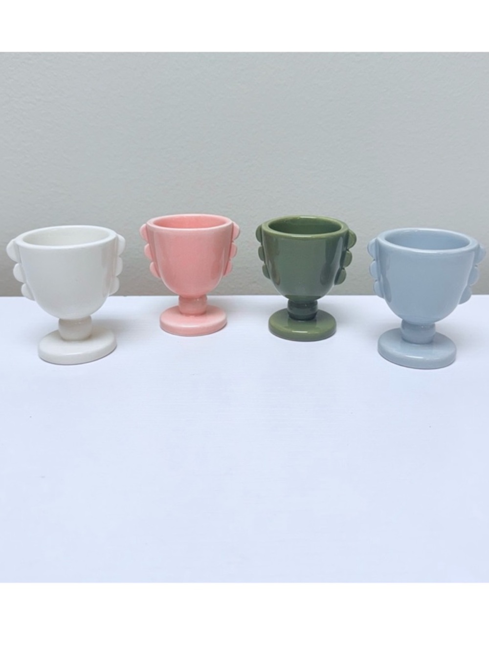 Full Set of Four Colorful Ceramic Egg Cups, 2026, Target Bullseye’s Playground